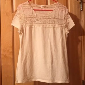 White T-shirt with lace detailing